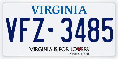 VA license plate VFZ3485