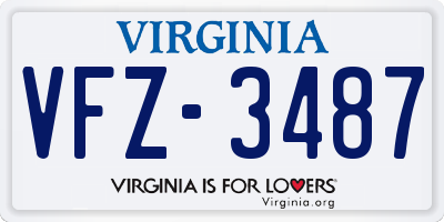 VA license plate VFZ3487