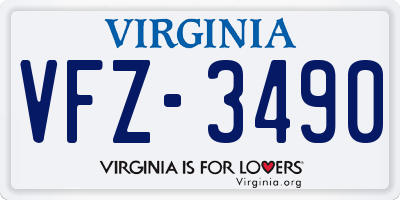 VA license plate VFZ3490