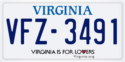 VA license plate VFZ3491