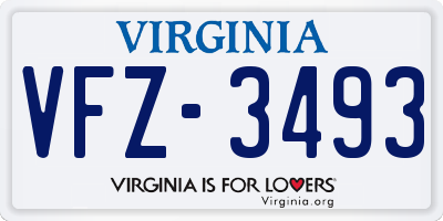 VA license plate VFZ3493