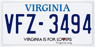VA license plate VFZ3494