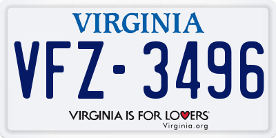 VA license plate VFZ3496