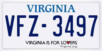 VA license plate VFZ3497