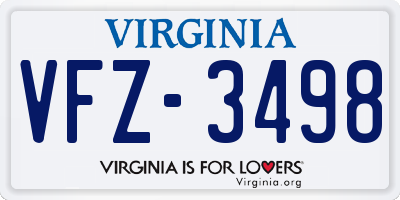 VA license plate VFZ3498
