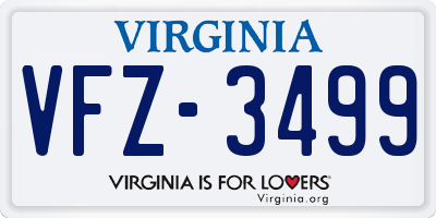 VA license plate VFZ3499