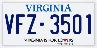 VA license plate VFZ3501