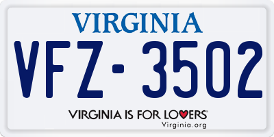 VA license plate VFZ3502