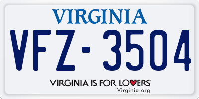 VA license plate VFZ3504