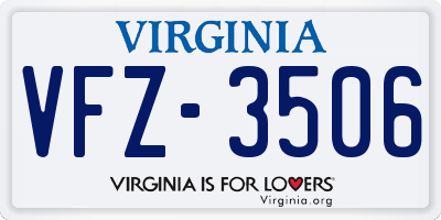VA license plate VFZ3506