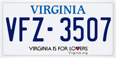 VA license plate VFZ3507