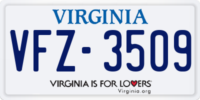 VA license plate VFZ3509
