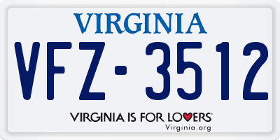 VA license plate VFZ3512