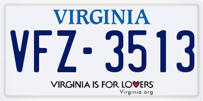 VA license plate VFZ3513