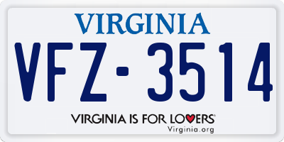 VA license plate VFZ3514