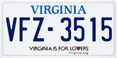 VA license plate VFZ3515