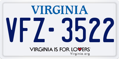 VA license plate VFZ3522