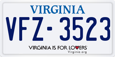VA license plate VFZ3523