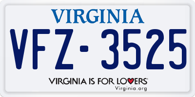 VA license plate VFZ3525