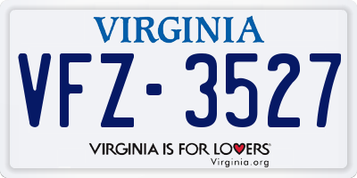 VA license plate VFZ3527