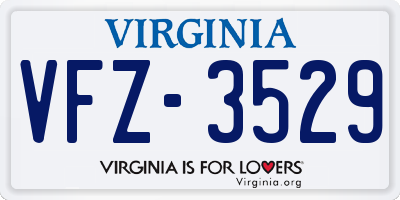 VA license plate VFZ3529