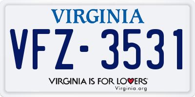 VA license plate VFZ3531