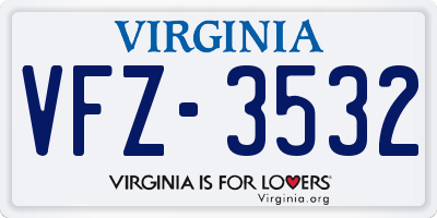 VA license plate VFZ3532