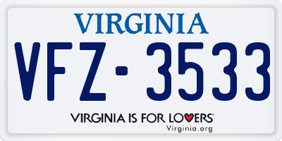 VA license plate VFZ3533