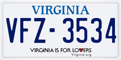 VA license plate VFZ3534