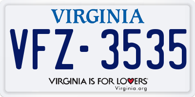 VA license plate VFZ3535