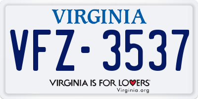 VA license plate VFZ3537