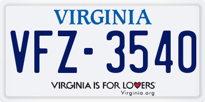 VA license plate VFZ3540
