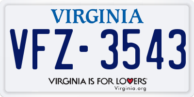 VA license plate VFZ3543