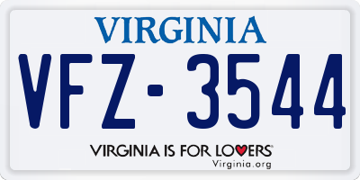 VA license plate VFZ3544