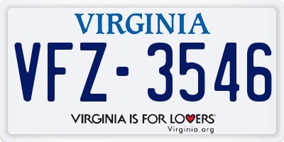 VA license plate VFZ3546