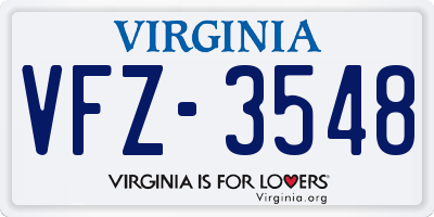 VA license plate VFZ3548