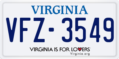 VA license plate VFZ3549