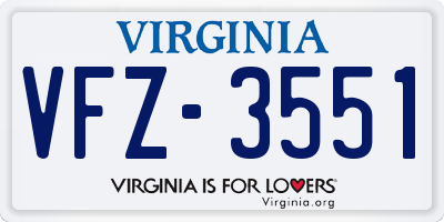 VA license plate VFZ3551