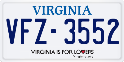 VA license plate VFZ3552