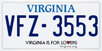 VA license plate VFZ3553