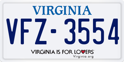 VA license plate VFZ3554