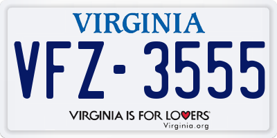 VA license plate VFZ3555