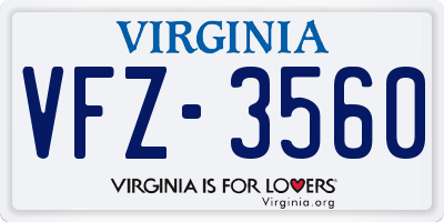 VA license plate VFZ3560