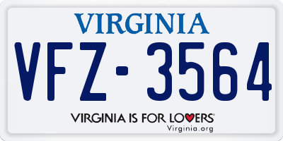 VA license plate VFZ3564