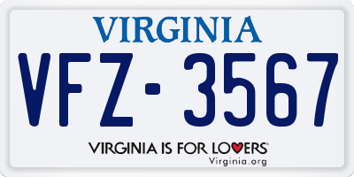 VA license plate VFZ3567