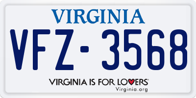 VA license plate VFZ3568