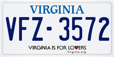VA license plate VFZ3572