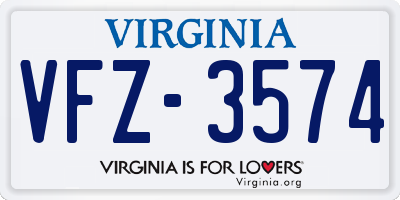 VA license plate VFZ3574