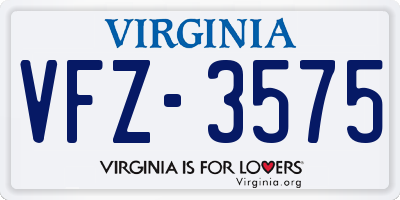 VA license plate VFZ3575