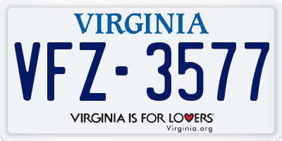 VA license plate VFZ3577